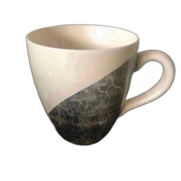 Starbucks 2004 Hand Painted Metallic Silver Ivory Off White Coffee Cup Mug 14 oz - Picture 1 of 4